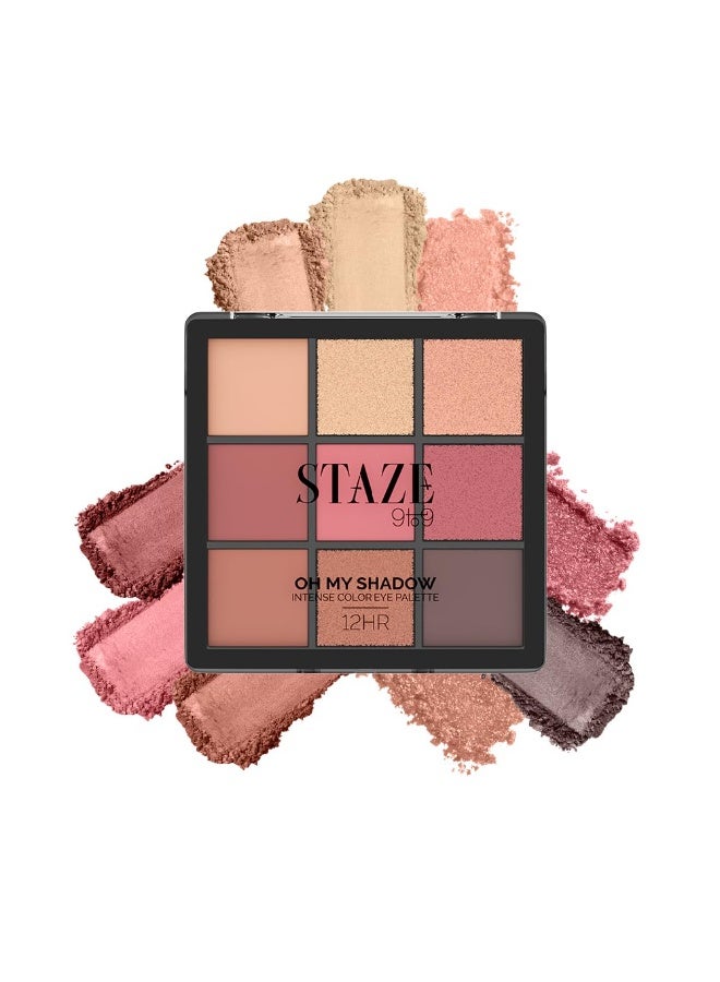 Staze 9to9 Oh My Shadow Eye Palette | Ultra-pigmented | 12 Hrs Long Lasting and Easily Blendable | Mix of Matte & Shimmer Eyeshadows | 01 Cocktail | 11g - Image 1